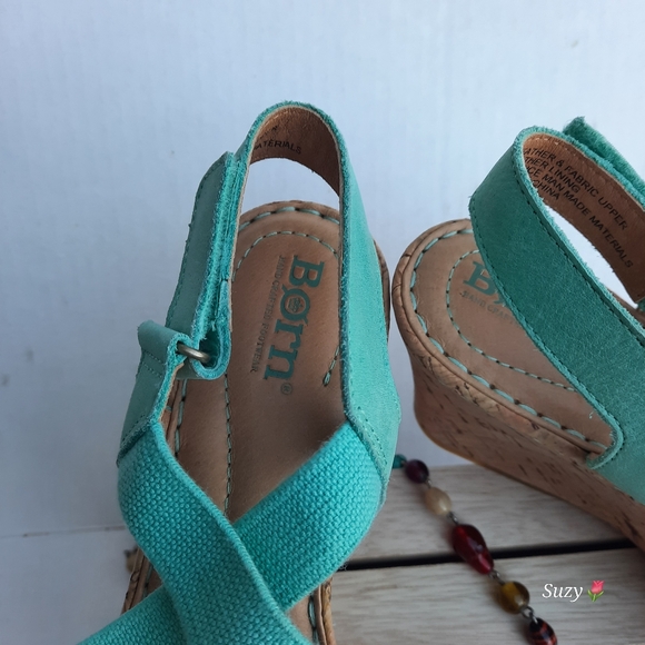 BØRN Leather Teal Cork Platform Ankle Strap Sandals - Picture 6 of 6